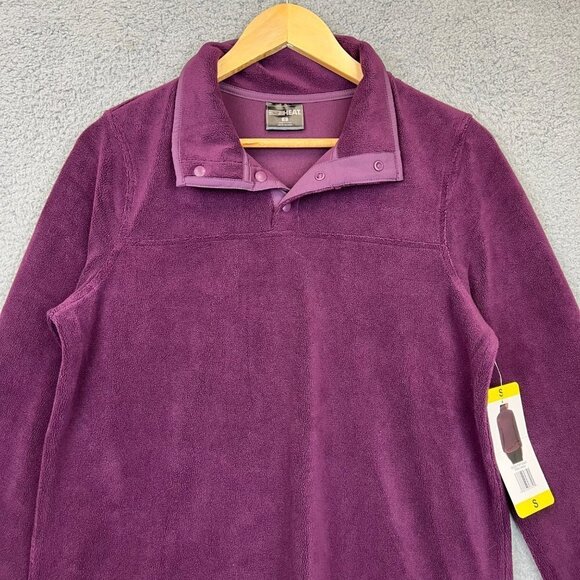 NEW 32 Degrees Heat Women's Snap Fleece Pullover Lightweight Purple sweater sz S - Picture 3 of 10